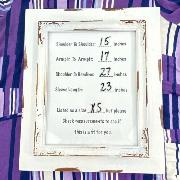 LOGO Lori Goldstein Tunic Top Size XS Striped Purple Lace Bottom Long Sleeve - Picture 8 of 8